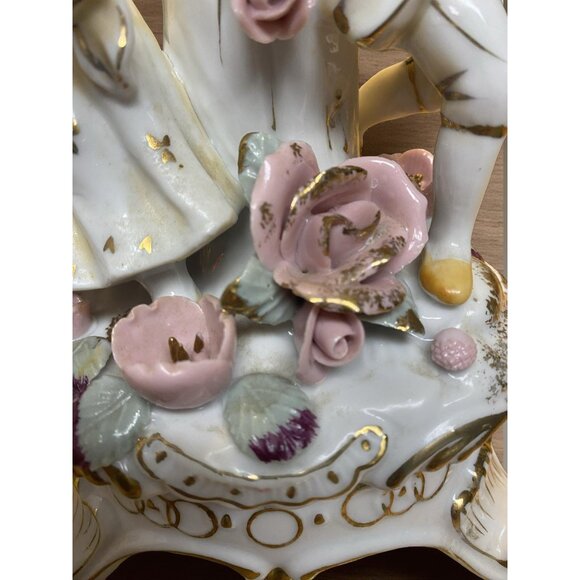 Vintage Porcelain Candelabra Roses and Romance Capodimonte Style Cottagecore Dra - Picture 3 of 12